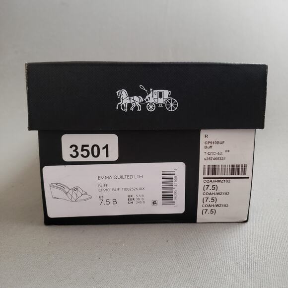 COACH Emma Leather Wedges in Buff Size 7.5 COAH-WZ182 Quilted Tan - Picture 4 of 16